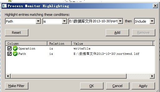 用Process Monitor来监视SQLSERVER的logwrite大小