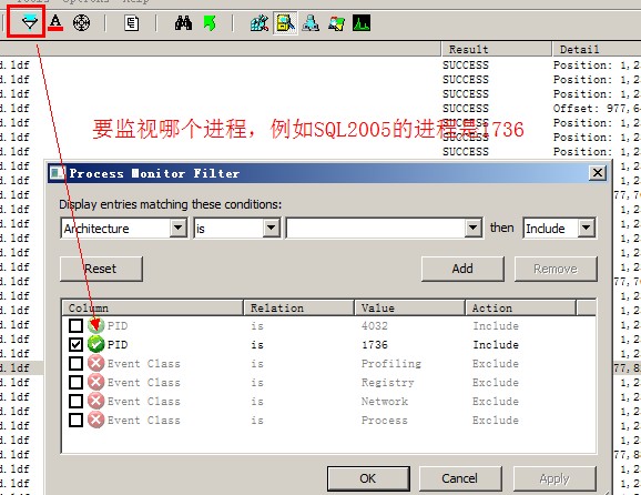 用Process Monitor来监视SQLSERVER的logwrite大小