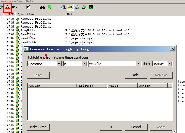 用Process Monitor来监视SQLSERVER的logwrite大小