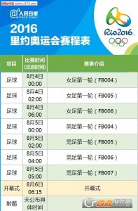 里约奥运赛程时间表