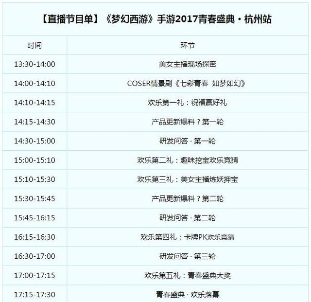 梦幻西游手机游戏2017青春盛典候开始时间 青春盛典直播节目单预览